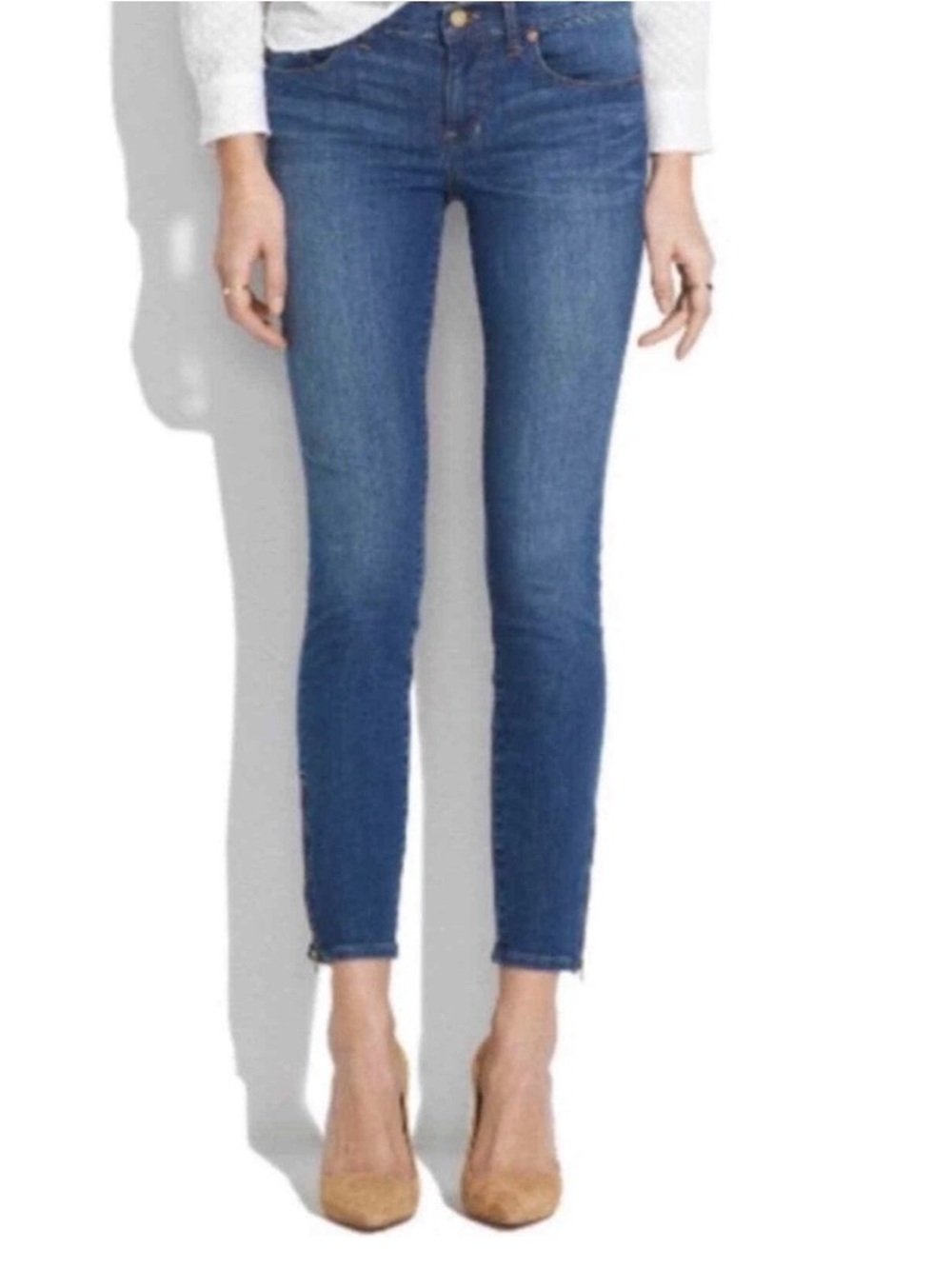 Madewell skinny skinny ankle zip jeans size 25 length 34.5 in seam 27” waist 26”